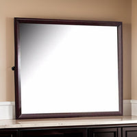 45 Inch Rectangular Wood Frame Mirror, Dark Brown - BM230414