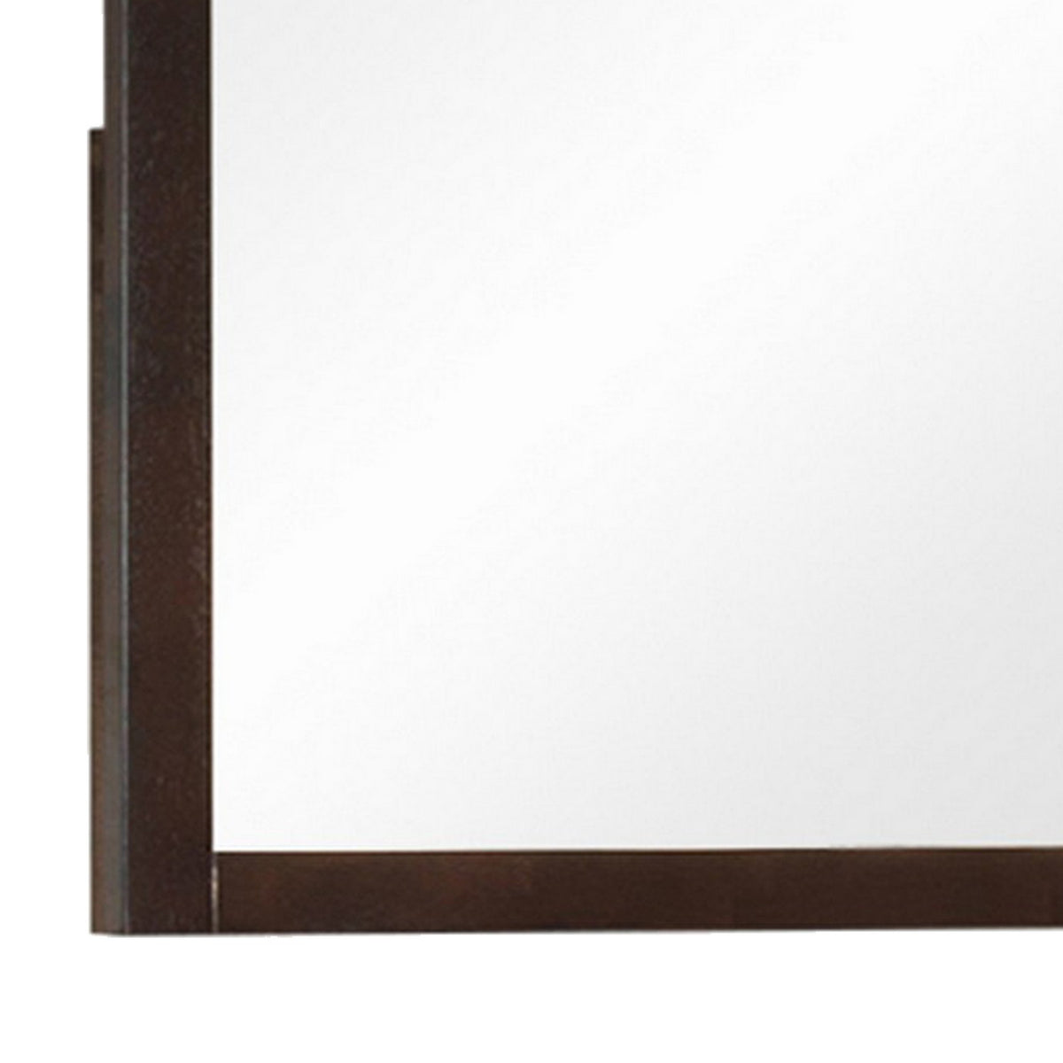 Rectangular Wooden Frame Mirror with Leatherette Panels, Brown  - BM230501