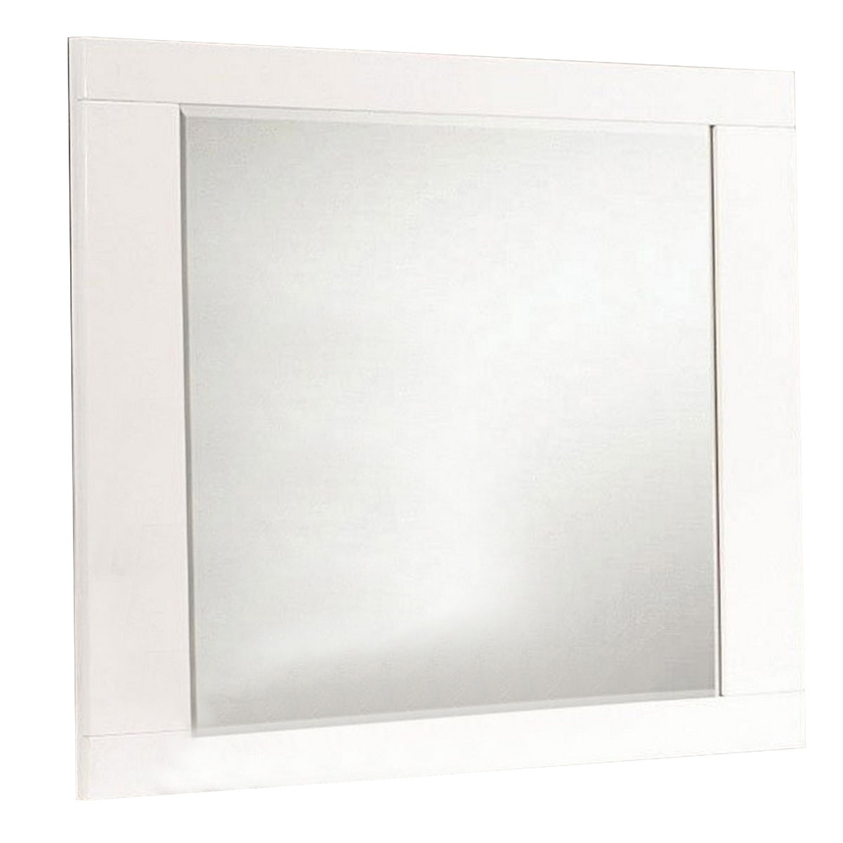 Rectangular Wooden Frame Mirror with Mounting Hardware, White  - BM230509