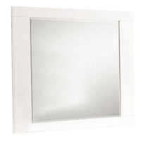 Rectangular Wooden Frame Mirror with Mounting Hardware, White  - BM230509