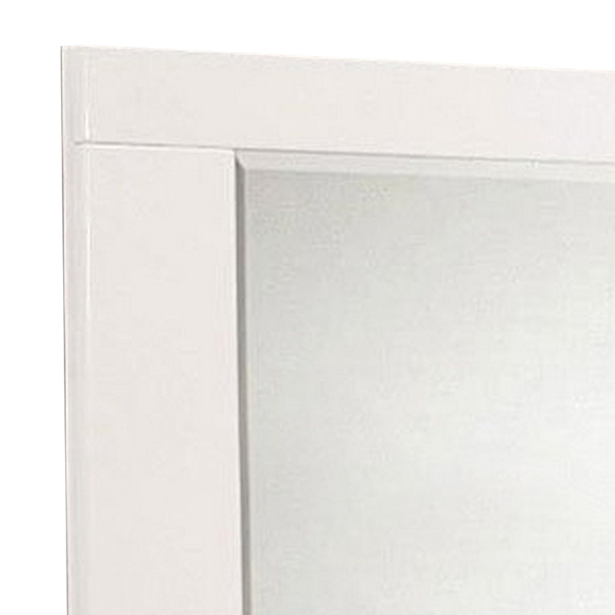 Rectangular Wooden Frame Mirror with Mounting Hardware, White  - BM230509