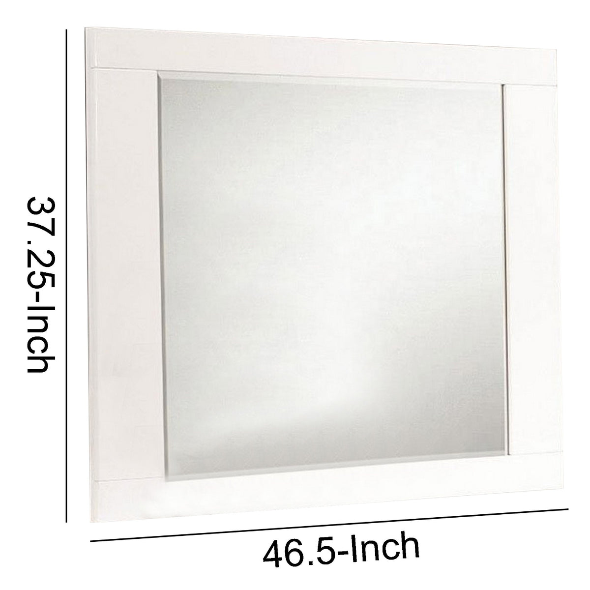 Rectangular Wooden Frame Mirror with Mounting Hardware, White  - BM230509