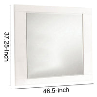 Rectangular Wooden Frame Mirror with Mounting Hardware, White  - BM230509