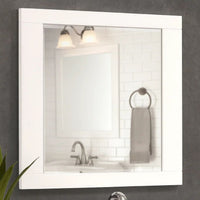 Rectangular Wooden Frame Mirror with Mounting Hardware, White  - BM230509
