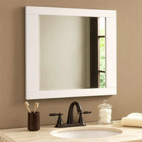 Rectangular Wooden Frame Mirror with Mounting Hardware, White  - BM230509