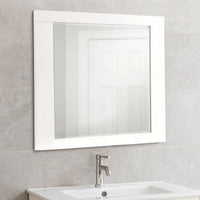 Rectangular Wooden Frame Mirror with Mounting Hardware, White  - BM230509