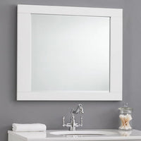 Rectangular Wooden Frame Mirror with Mounting Hardware, White  - BM230509