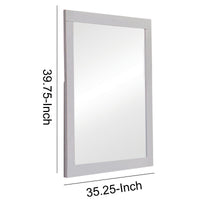 Wooden Frame Mirror with Mounting Hardware, White  - BM230512