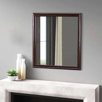 Molded Wooden Frame Mirror with Mounting Hardware, Dark Brown