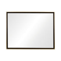 Rectangular Wooden Frame Mirror with Gold Trim, Espresso Brown  - BM230517