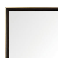 Rectangular Wooden Frame Mirror with Gold Trim, Espresso Brown  - BM230517