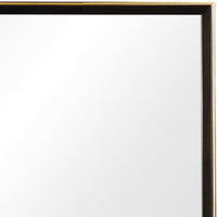 Rectangular Wooden Frame Mirror with Gold Trim, Espresso Brown  - BM230517