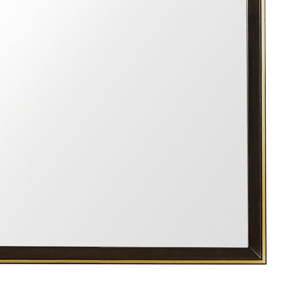 Rectangular Wooden Frame Mirror with Gold Trim, Espresso Brown  - BM230517