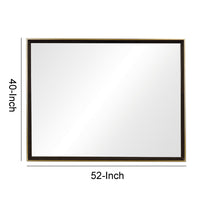 Rectangular Wooden Frame Mirror with Gold Trim, Espresso Brown  - BM230517