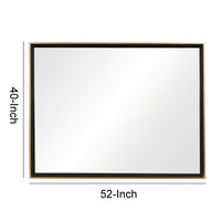 Rectangular Wooden Frame Mirror with Gold Trim, Espresso Brown  - BM230517