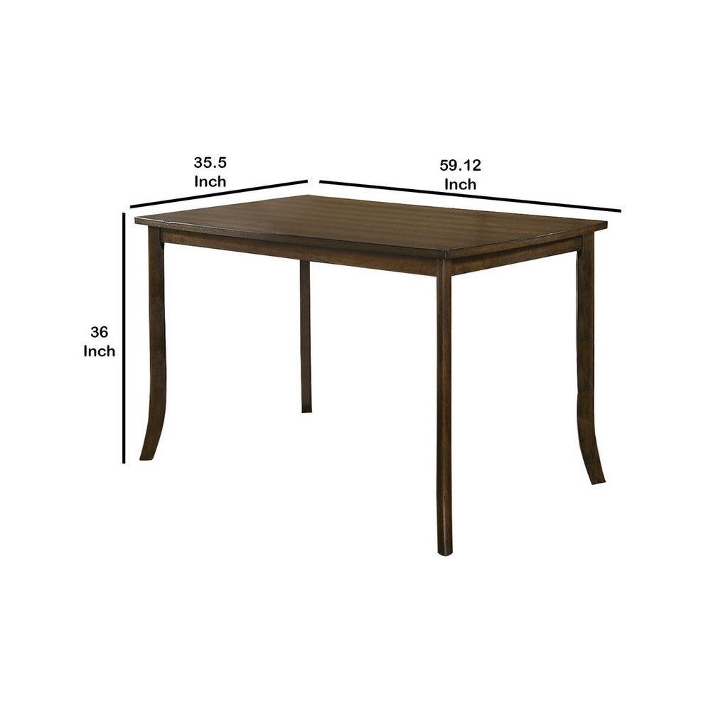 Rectangular Wooden Top Counter Height Table with Saber Legs, Brown - BM230597