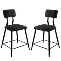 Fabric Counter Height Chairs with Angled Metal Legs, Set of 2, Black - BM230600