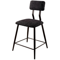 Fabric Counter Height Chairs with Angled Metal Legs, Set of 2, Black - BM230600