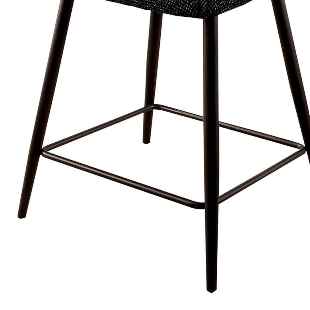 Fabric Counter Height Chairs with Angled Metal Legs, Set of 2, Black - BM230600