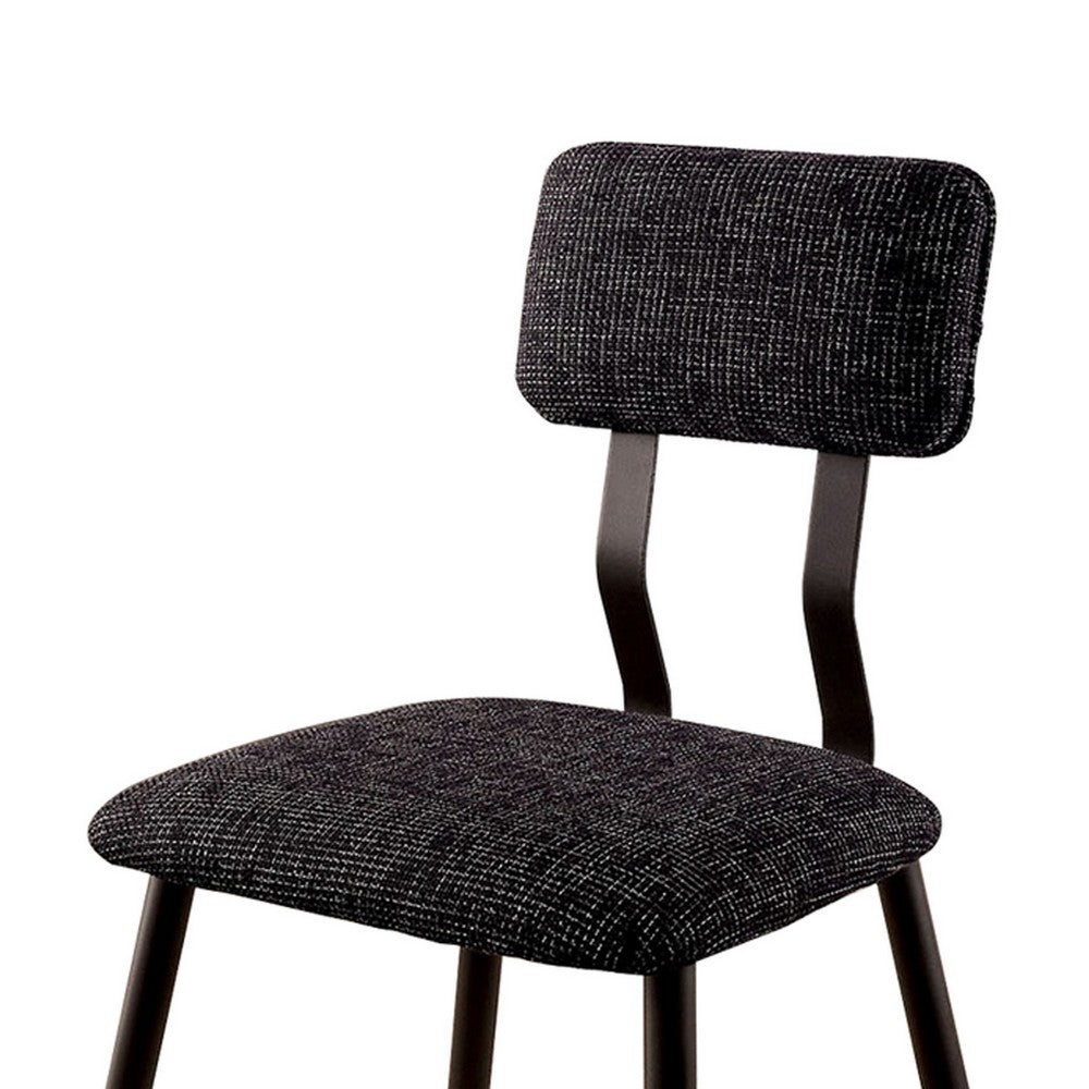 Fabric Counter Height Chairs with Angled Metal Legs, Set of 2, Black - BM230600