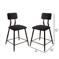 Fabric Counter Height Chairs with Angled Metal Legs, Set of 2, Black - BM230600