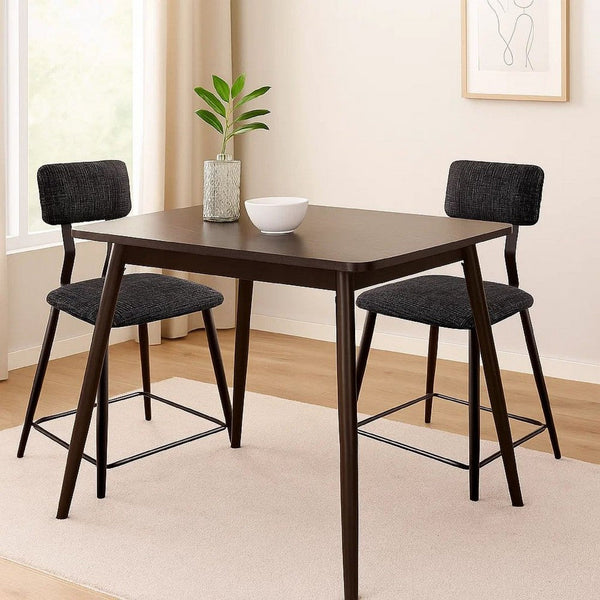 Fabric Counter Height Chairs with Angled Metal Legs, Set of 2, Black - BM230600