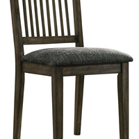 Curved Slatted Back Wooden Side Chair, Set of 2, Brown - BM230612