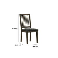 Curved Slatted Back Wooden Side Chair, Set of 2, Brown - BM230612