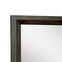 Rectangular Wooden Frame Mirror with Dual Tone Look, Brown - BM230614