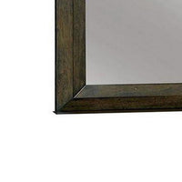 Rectangular Wooden Frame Mirror with Dual Tone Look, Brown - BM230614