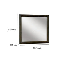 Rectangular Wooden Frame Mirror with Dual Tone Look, Brown - BM230614