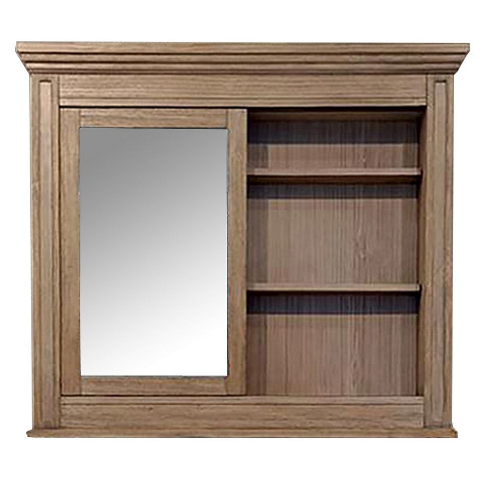 5 MM Beveled Cabinet Mirror with Storage, Brown - BM230633
