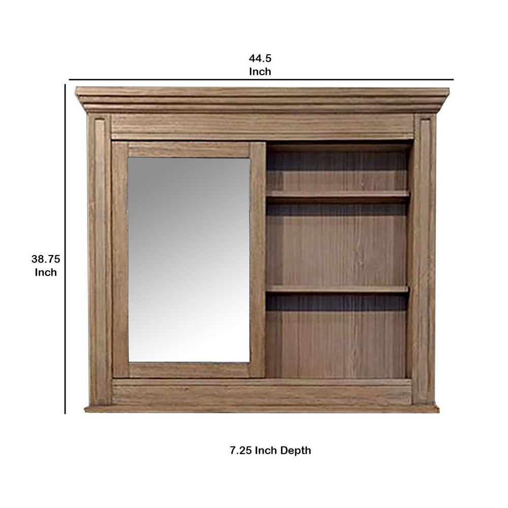 5 MM Beveled Cabinet Mirror with Storage, Brown - BM230633