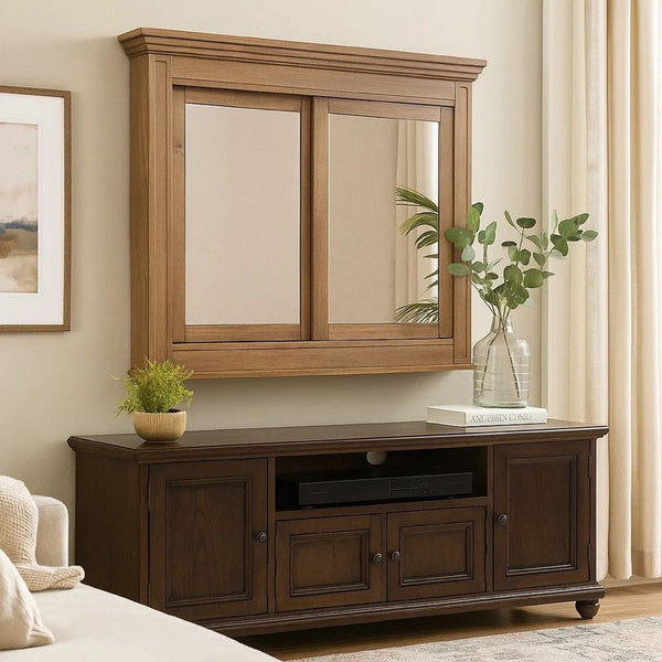 5 MM Beveled Cabinet Mirror with Storage, Brown - BM230633