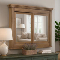 5 MM Beveled Cabinet Mirror with Storage, Brown - BM230633