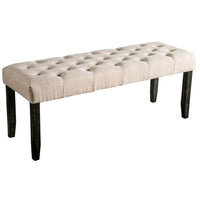 20 Inch Button Tufted Wooden Bench, Antique Black and Beige - BM230634