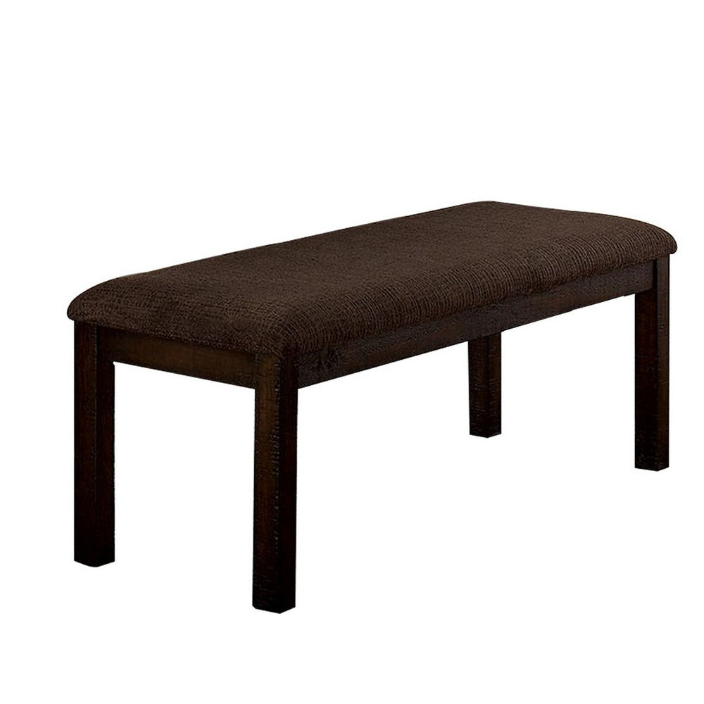 18 Inch Padded Bench with Wooden Frame, Brown - BM230635
