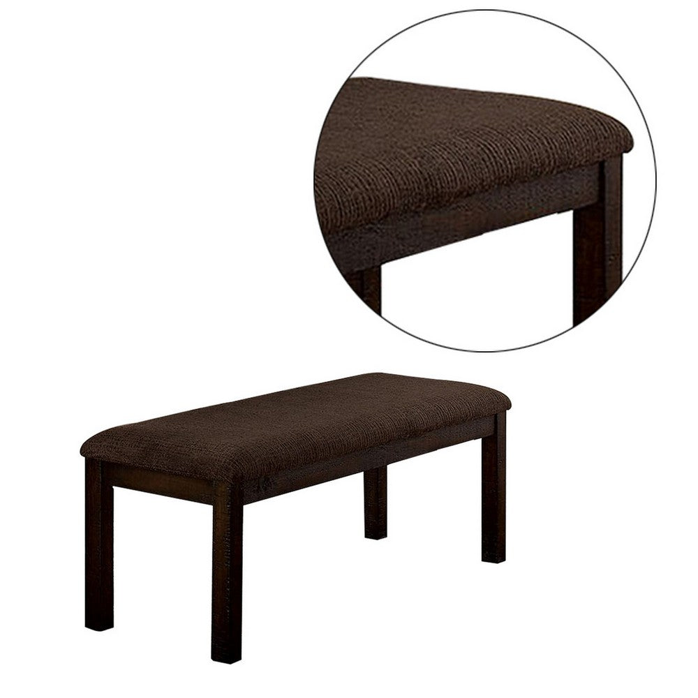18 Inch Padded Bench with Wooden Frame, Brown - BM230635