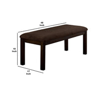 18 Inch Padded Bench with Wooden Frame, Brown - BM230635