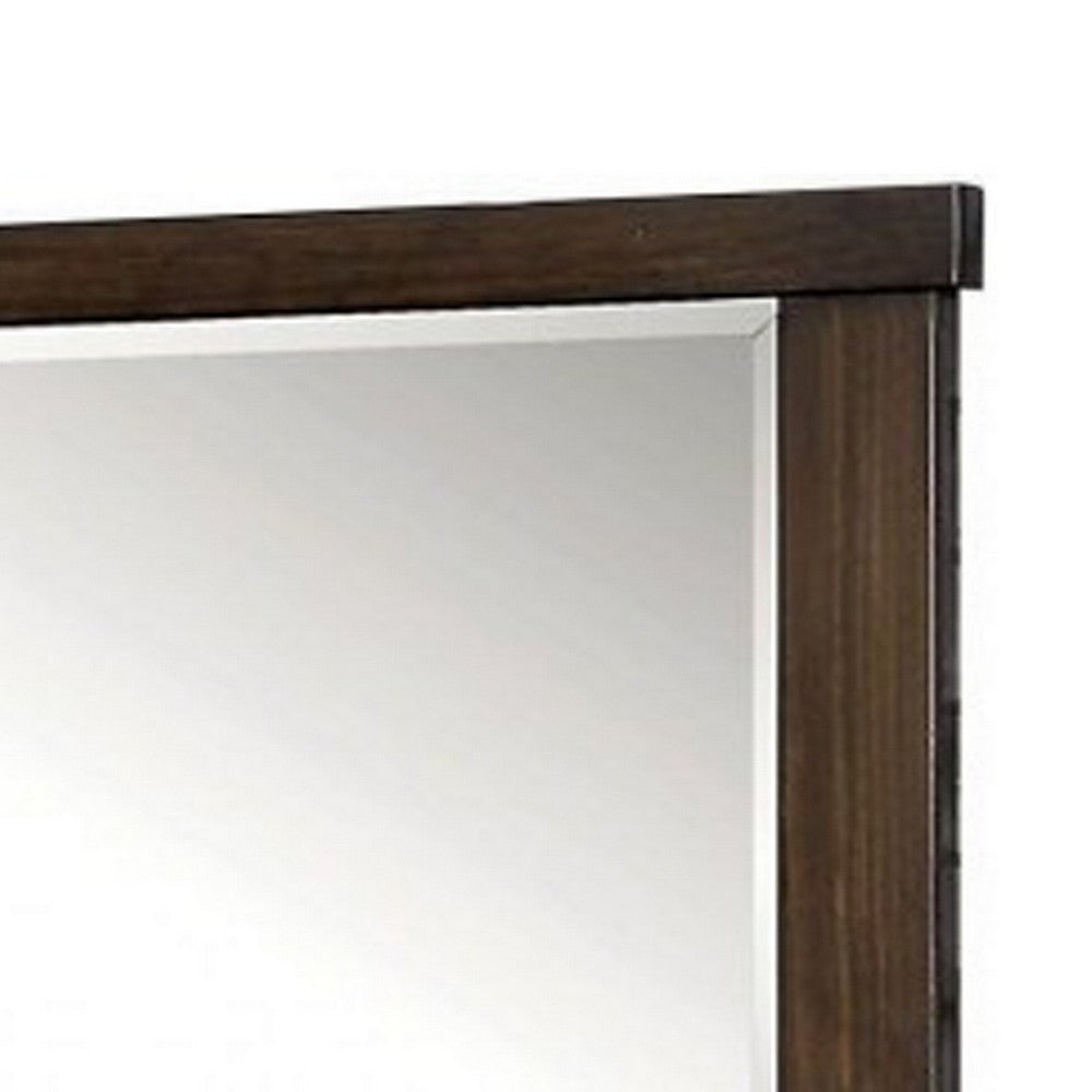 Rectangular Wooden Frame Mirror with Mounting Hardware, Walnut Brown - BM230646