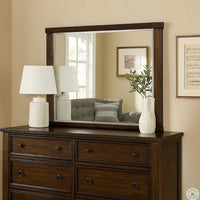 Rectangular Wooden Frame Mirror with Mounting Hardware, Walnut Brown - BM230646