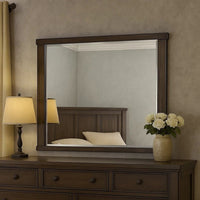 Rectangular Wooden Frame Mirror with Mounting Hardware, Walnut Brown - BM230646
