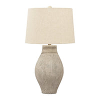 Drum Shade Table Lamp with Paper Composite Base, Beige - BM230940