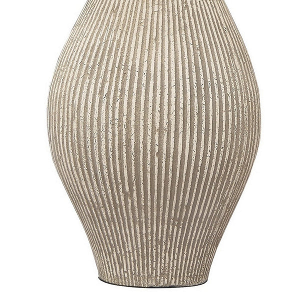 Drum Shade Table Lamp with Paper Composite Base, Beige - BM230940