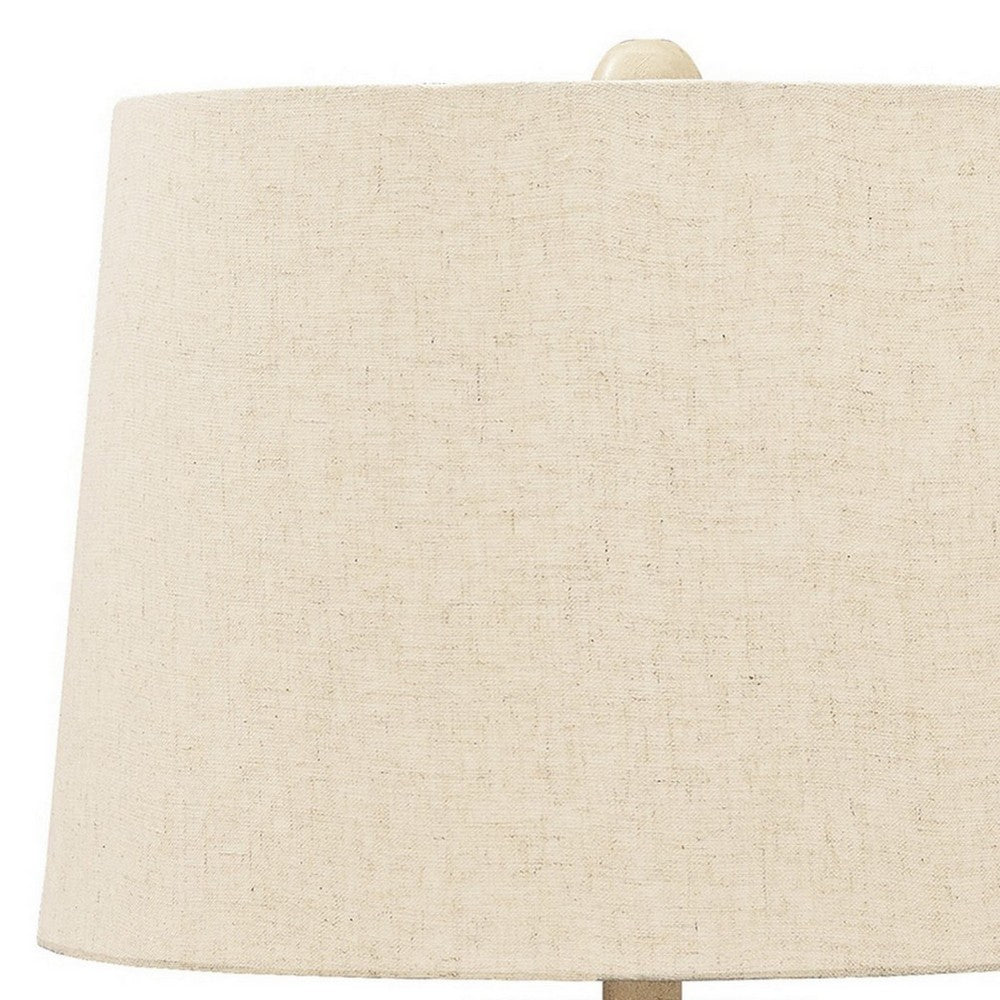Drum Shade Table Lamp with Paper Composite Base, Beige - BM230940
