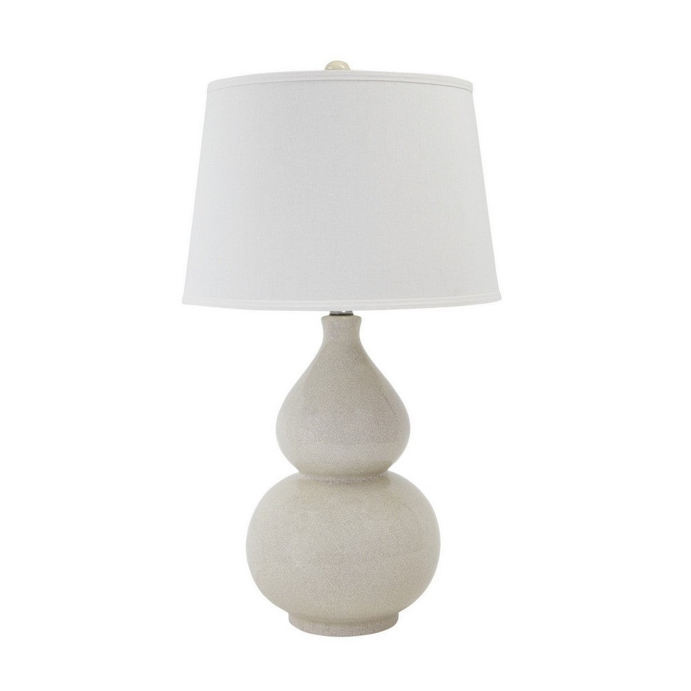 Hardback Shade Table Lamp with Double Gourd Ceramic Base, Cream - BM230952