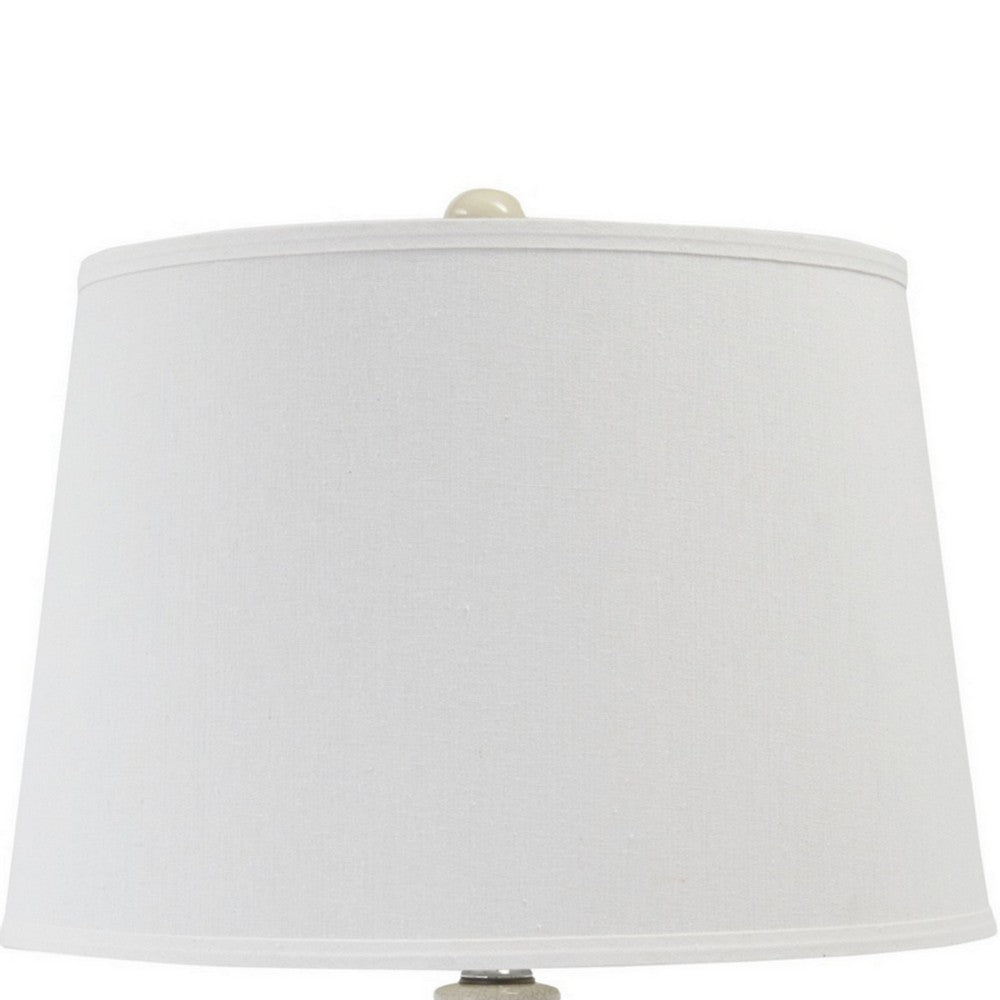 Hardback Shade Table Lamp with Double Gourd Ceramic Base, Cream - BM230952