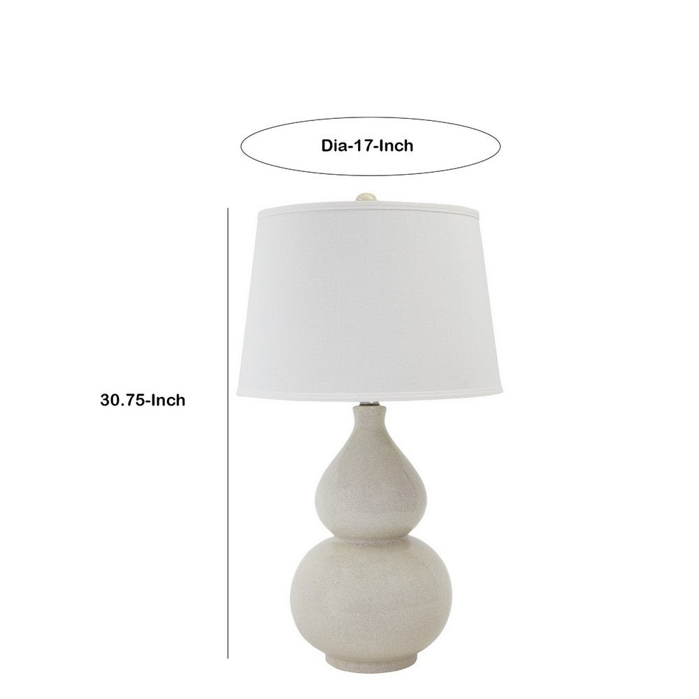 Hardback Shade Table Lamp with Double Gourd Ceramic Base, Cream - BM230952