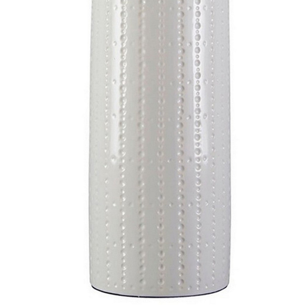 Carved Ceramic Base Table Lamp with Drum Shade, Set of 2, White - BM230953