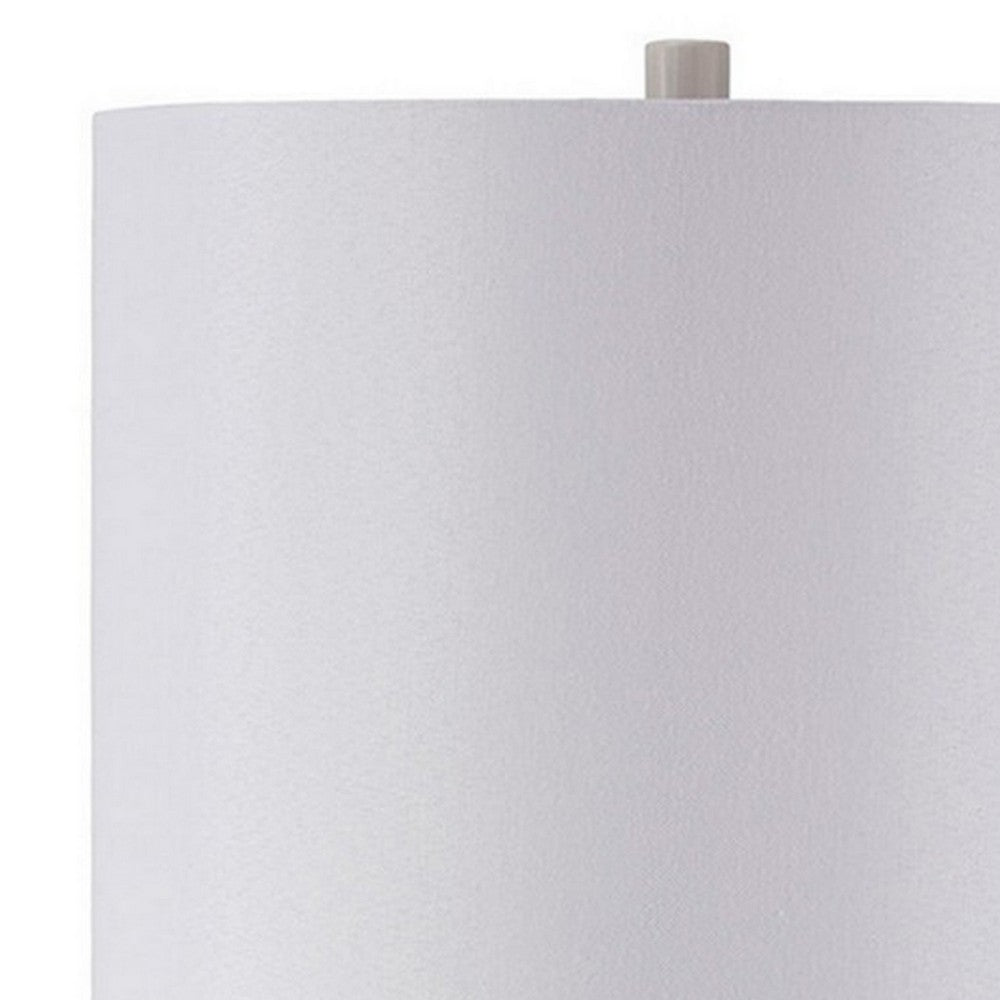 Carved Ceramic Base Table Lamp with Drum Shade, Set of 2, White - BM230953